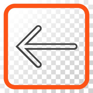 Ok sol vektör simgesi bir çerçeve içinde