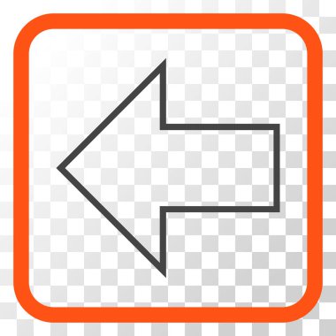 Ok sol vektör simgesi bir çerçeve içinde