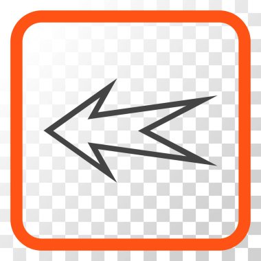 Ok sol vektör simgesi bir çerçeve içinde