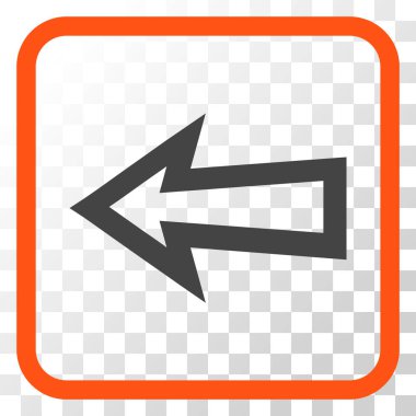 Ok sol vektör simgesi bir çerçeve içinde