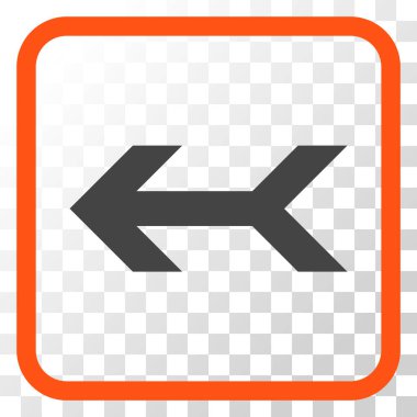 Ok sol vektör simgesi bir çerçeve içinde