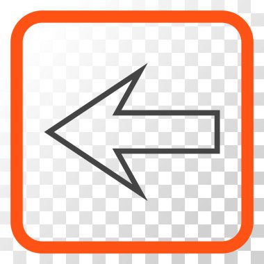 Ok sol vektör simgesi bir çerçeve içinde