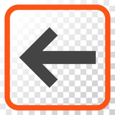 Ok sol vektör simgesi bir çerçeve içinde