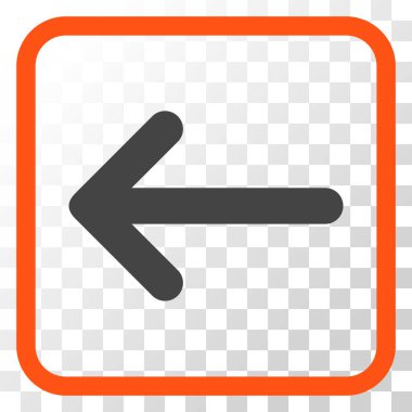 Ok sol vektör simgesi bir çerçeve içinde