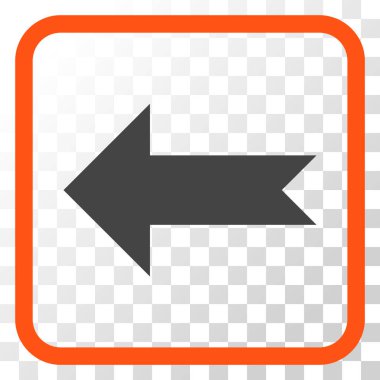 Ok sol vektör simgesi bir çerçeve içinde