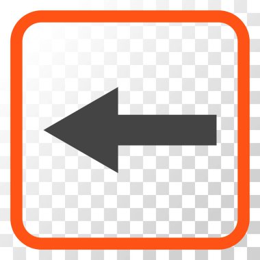 Ok sol vektör simgesi bir çerçeve içinde