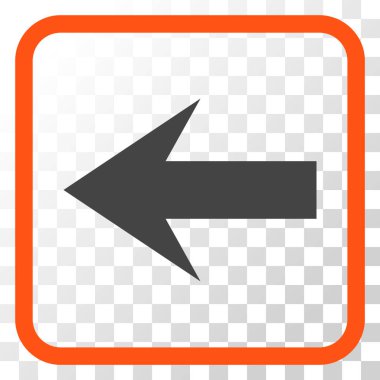 Ok sol vektör simgesi bir çerçeve içinde