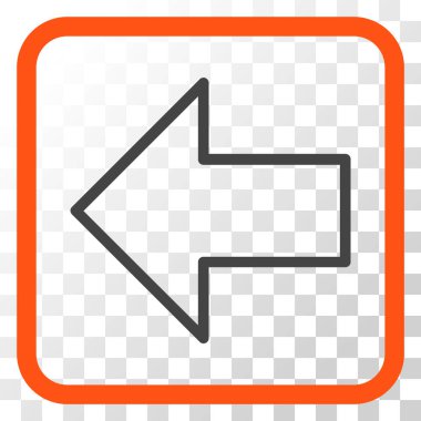 Ok sol vektör simgesi bir çerçeve içinde