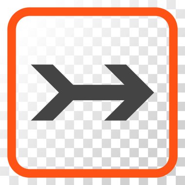 Ok sağ vektör simgesi bir çerçeve içinde