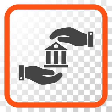 Banka hizmet vektör simgesi bir çerçeve içinde