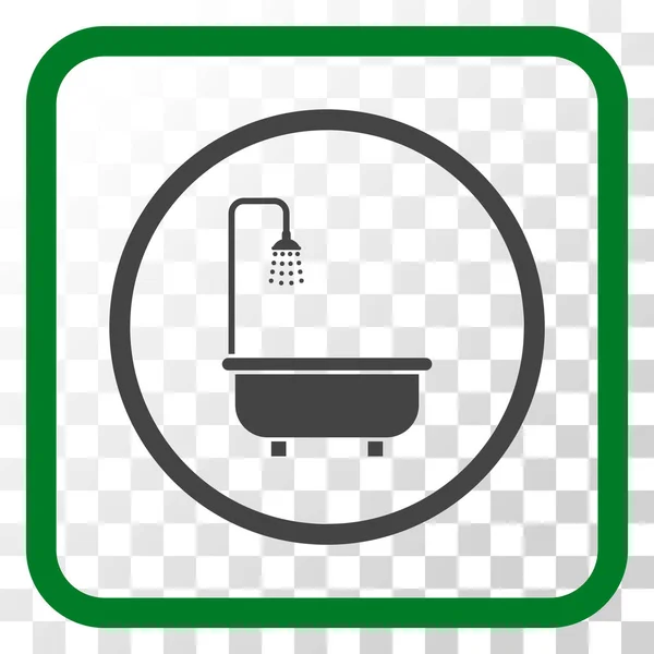 Duschbad-Vektorsymbol in einem Rahmen — Stockvektor