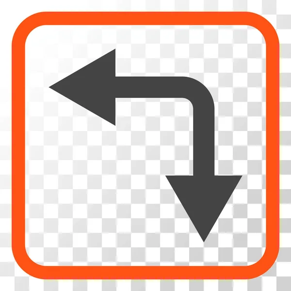 Bifurcation Arrow Left Down Vector Icon In a Frame — Stock Vector