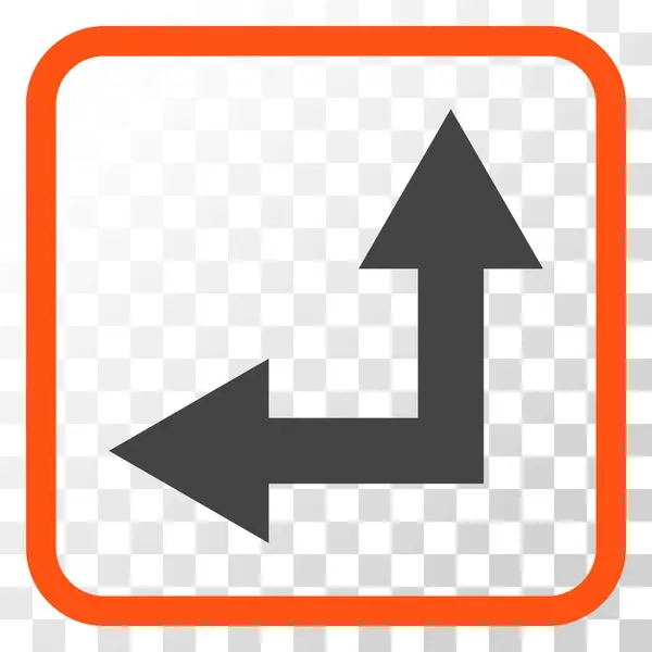 Bifurkation pil vänster upp vektor ikonen i en ram — Stock vektor
