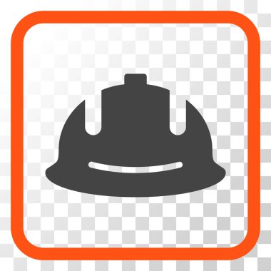 İnşaat kask vektör simgesi bir çerçeve içinde