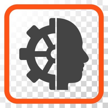 Cyborg dişli vektör simgesi bir çerçeve içinde