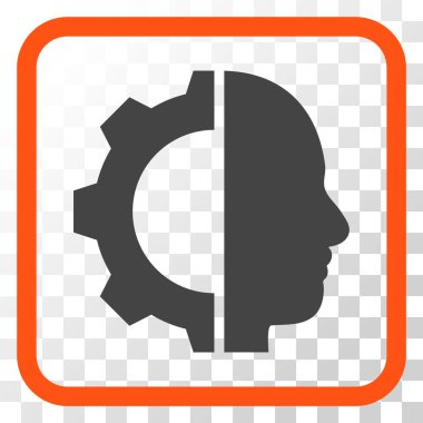 Cyborg dişli vektör simgesi bir çerçeve içinde