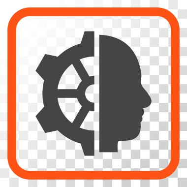 Cyborg dişli vektör simgesi bir çerçeve içinde