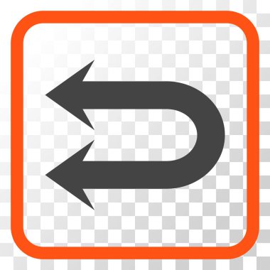 Çift sol ok vektör simgesi bir çerçeve içinde