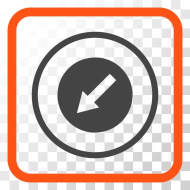 Aşağı sol yuvarlak ok vektör simgesi bir çerçeve içinde