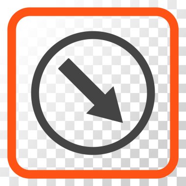 Aşağı doğru yuvarlak ok vektör simgesi bir çerçeve içinde