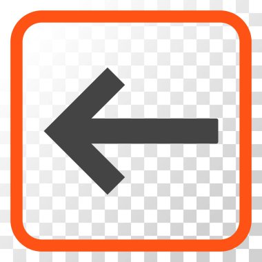 Sol ok vektör simgesi bir çerçeve içinde