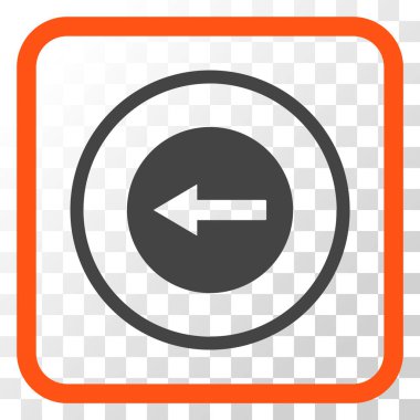 Sol ok vektör simgesi bir çerçeve içinde yuvarlak