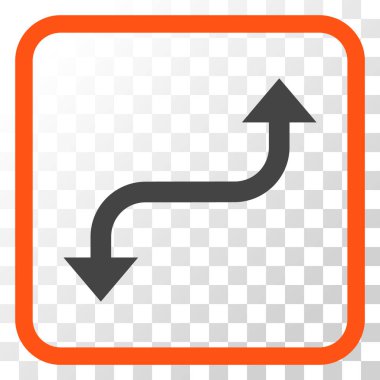 Tam tersi ok vektör simgesi bir çerçeve içinde kavisli