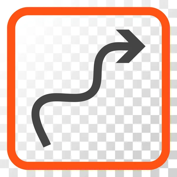 Kurvenpfeil-Vektor-Symbol in einem Rahmen — Stockvektor