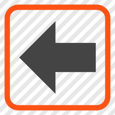 Ok sol vektör simgesi bir çerçeve içinde