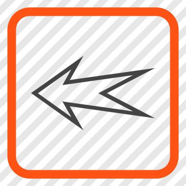 Ok sol vektör simgesi bir çerçeve içinde