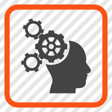 Beyin mekanik vektör simgesi bir çerçeve içinde