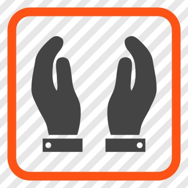 Bakım el vektör simgesi bir çerçeve içinde