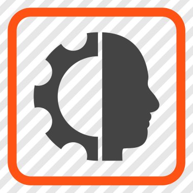 Cyborg dişli vektör simgesi bir çerçeve içinde