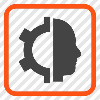 Cyborg dişli vektör simgesi bir çerçeve içinde