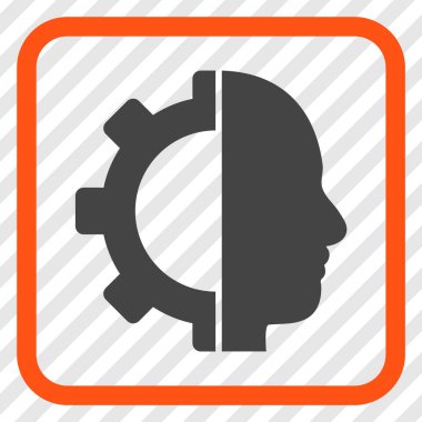 Cyborg dişli vektör simgesi bir çerçeve içinde