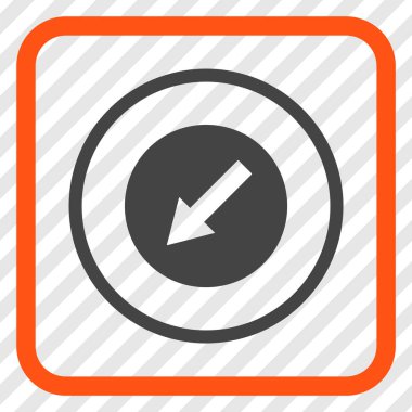 Aşağı sol yuvarlak ok vektör simgesi bir çerçeve içinde