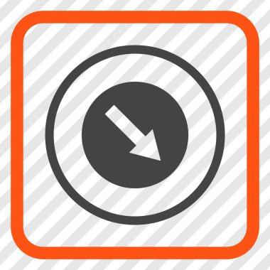 Aşağı doğru yuvarlak ok vektör simgesi bir çerçeve içinde