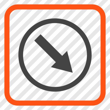 Aşağı doğru yuvarlak ok vektör simgesi bir çerçeve içinde