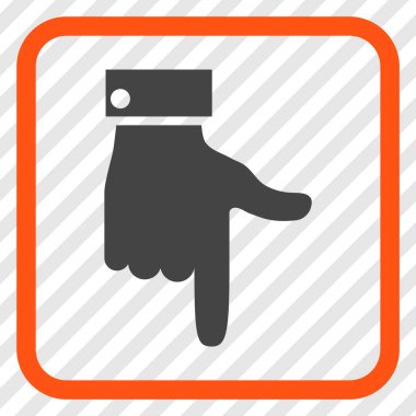 Vektör simgesi bir çerçeve içinde aşağı el işaretçisi