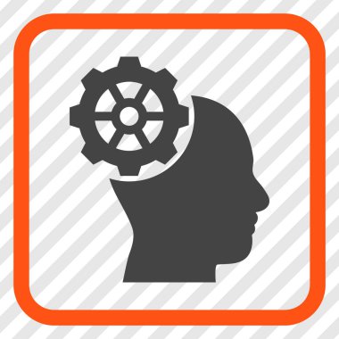 Vektör simgesi bir çerçeve içinde kafa dişli