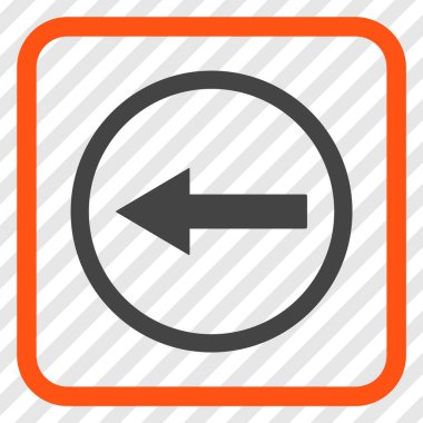 Sol ok vektör simgesi bir çerçeve içinde yuvarlak