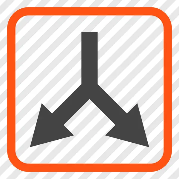 Icona vettoriale con freccia biforcuta in una cornice — Vettoriale Stock