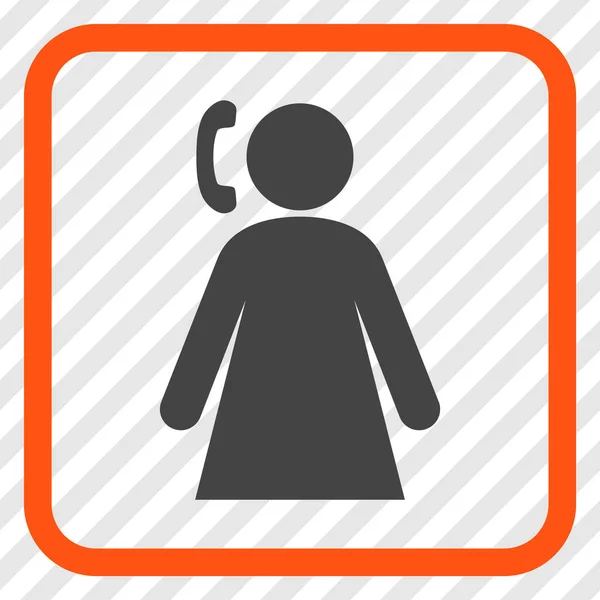 Calling Woman Vector Icon In a Frame — Stock Vector