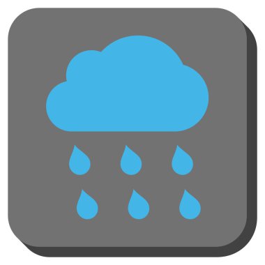 Yağmur bulutu yuvarlak kare vektör simgesi