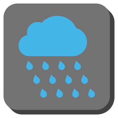 Yağmur bulutu yuvarlak kare vektör simgesi