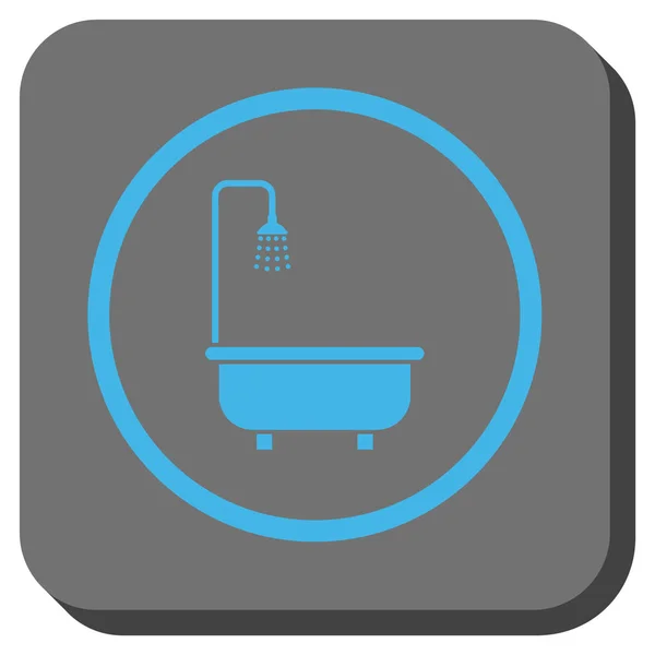 Baño de ducha redondeado cuadrado Vector icono — Vector de stock