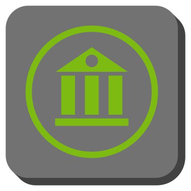 Banka Binası yuvarlak kare vektör simgesi