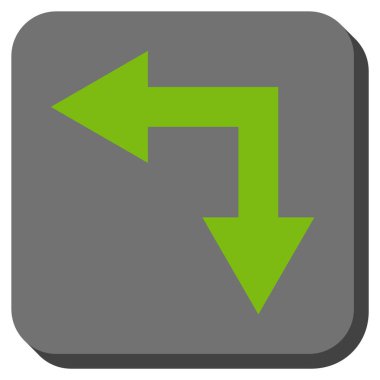 Bifurkasyon ok sol aşağı kare vektör simge yuvarlak