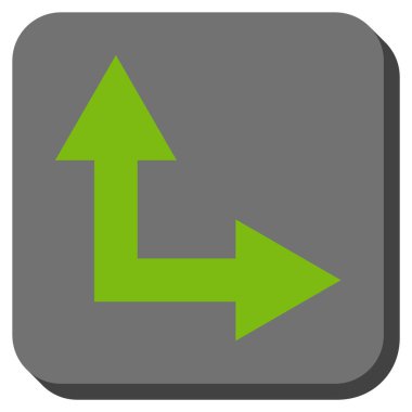 Bifurkasyon ok sağa yukarı yuvarlak kare vektör simgesi