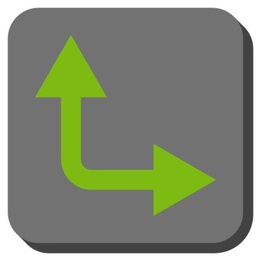 Bifurkasyon ok sağa yukarı yuvarlak kare vektör simgesi